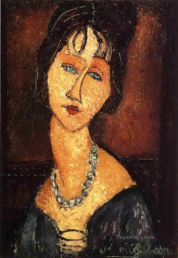 jeanne hebuterne with necklace 1917 Amedeo Modigliani Oil Paintings